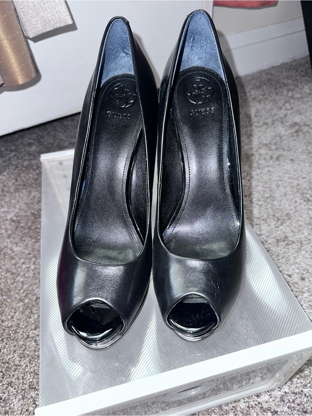 GUESS Black Peep Toe Pumps